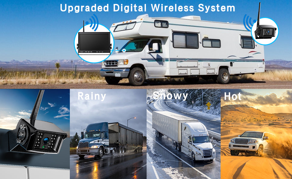 ZEROXCLUB 10'' 1080P Wireless Backup Camera System, 10 Inch DVR Dual/Quad Monitor Wireless 2 Rear View Cameras for RV/Truck/Trailer/Camper, IP69 Waterproof Digital Signal Recording System-BW102