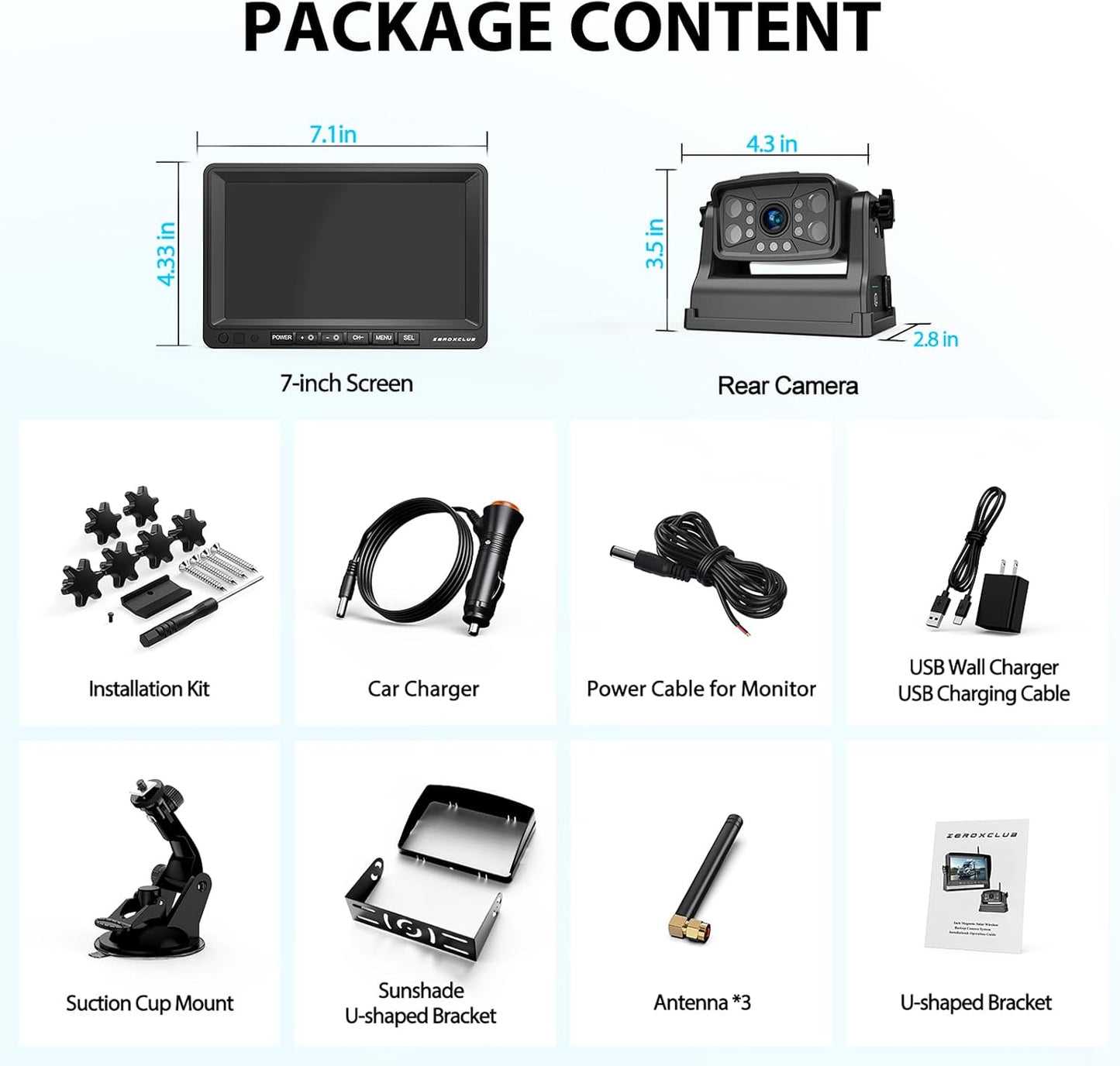 Magnetic Wireless RV Backup Camera System: 7" HD 1080P DVR Monitor with Rear Camera, DVR Monitor & IR Night Vision, Portable Rechargeable Camera for RV/Trailer/Fifth Wheels/Camper BC701