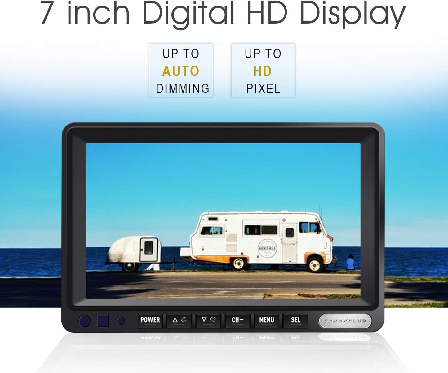 ZEROXCLUB Digital Wireless Backup Camera System Kit No Interference IP69 Waterproof Wireless Rear View Camera 7’’Wireless Reversing Monitor for Van/Semi-Trailer/RV/Box Truck (WX02)