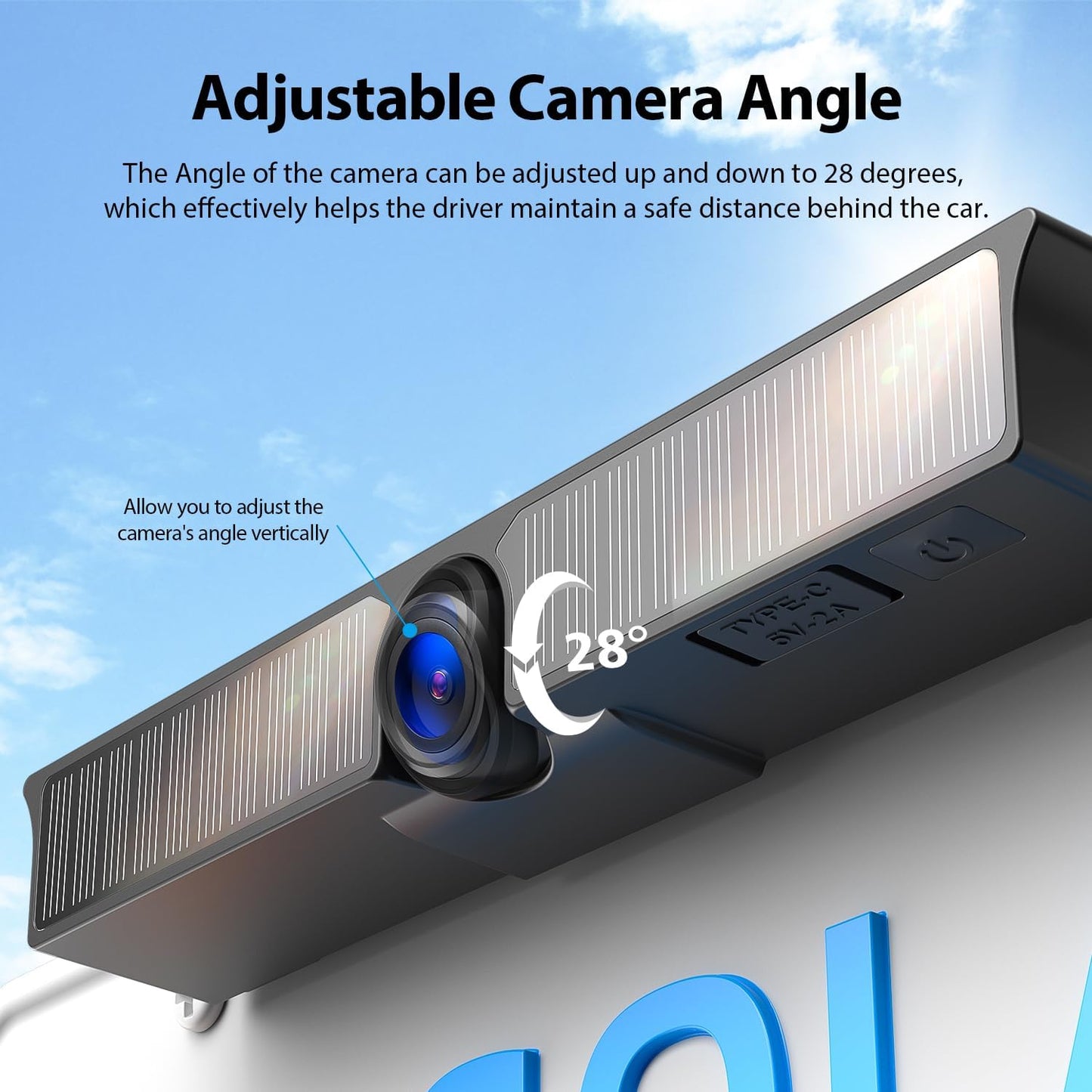 Magnetic Solar Wireless Backup Camera, 7 Inch HD 1080P LCD Monitor & IP68 Waterproof License Plate Camera System for RV/Truck/Trailer/Van/Bus, BT7