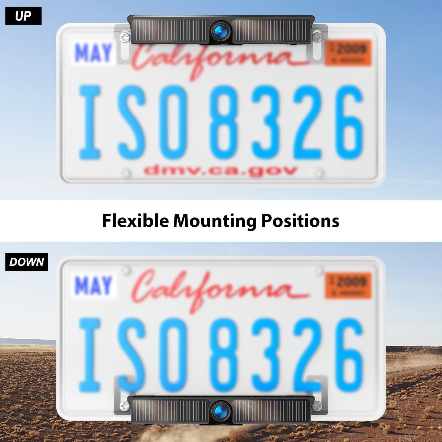 Magnetic Solar Wireless Backup Camera, 7 Inch HD 1080P LCD Monitor & IP68 Waterproof License Plate Camera System for RV/Truck/Trailer/Van/Bus, BT7