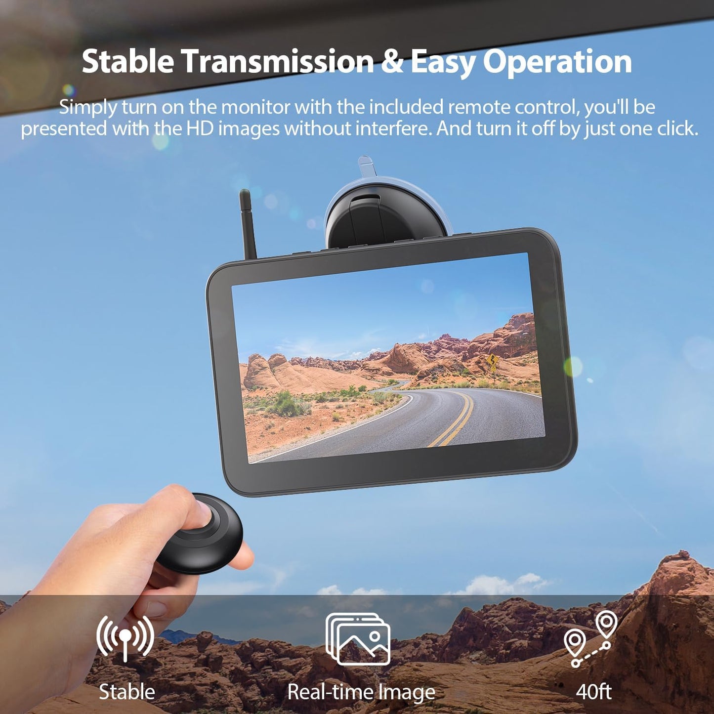 Magnetic Solar Wireless Backup Camera, 7 Inch HD 1080P LCD Monitor & IP68 Waterproof License Plate Camera System for RV/Truck/Trailer/Van/Bus, BT7