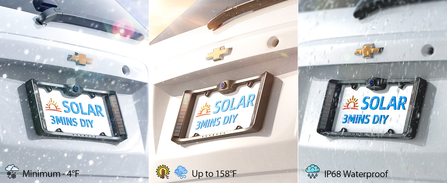 ZEROXCLUB Solar Wireless Backup Camera, 6400mAh Rechargeble Battery, 7 Inch HD 1080P LCD Monitor & IP69 Waterproof Night Vision License Plate Camera System for RV/Truck/Trailer/Van/Bus, 3-step Easy to Install, BS7