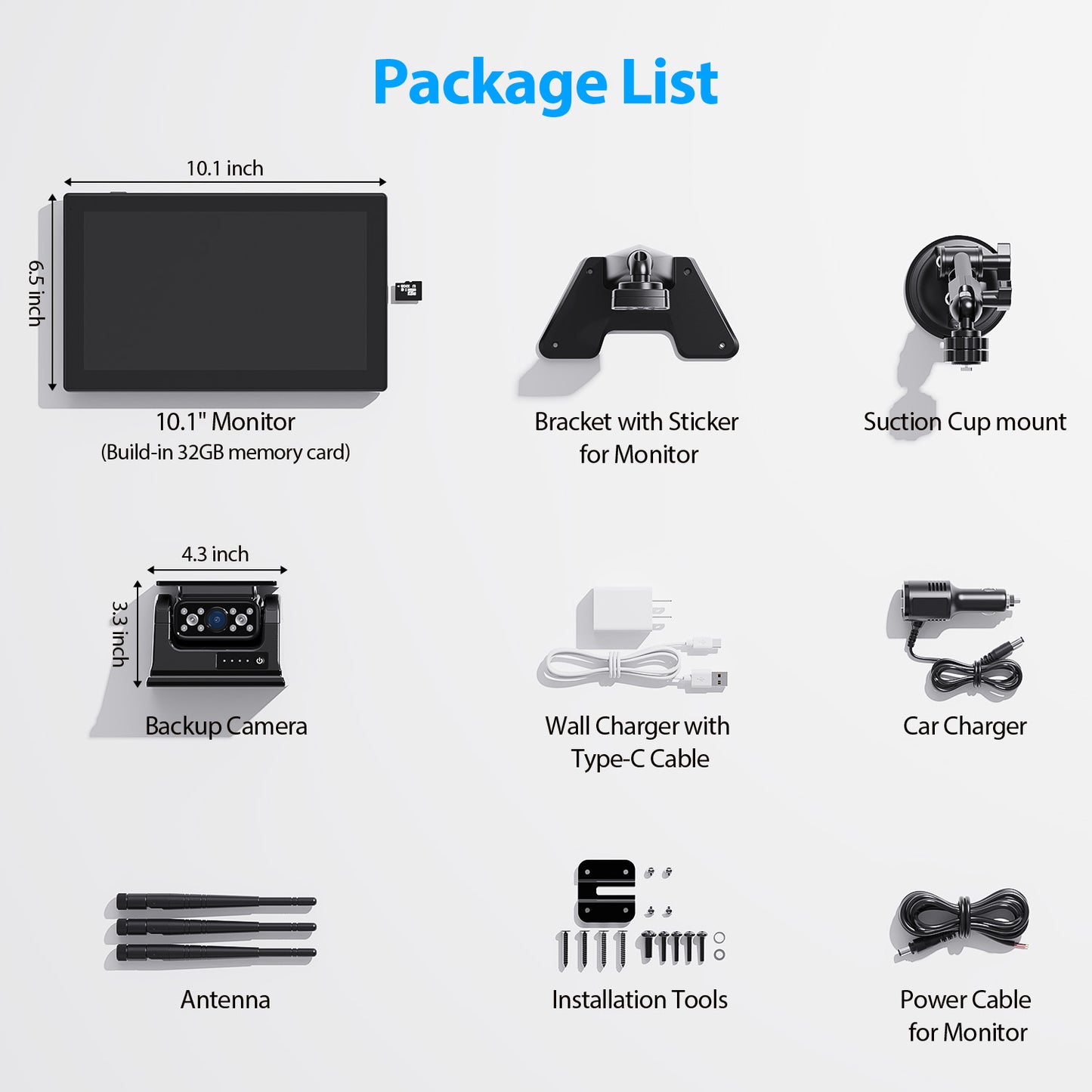 ZEROXCLUB 10.1" Magnetic Solar Wireless Backup Camera System, HD1080P Loop Recording 10.1 Inch Touchscreen Monitor with Quad RV Backup Cameras Wireless System for RV Trailer Tractor Truck, BL101