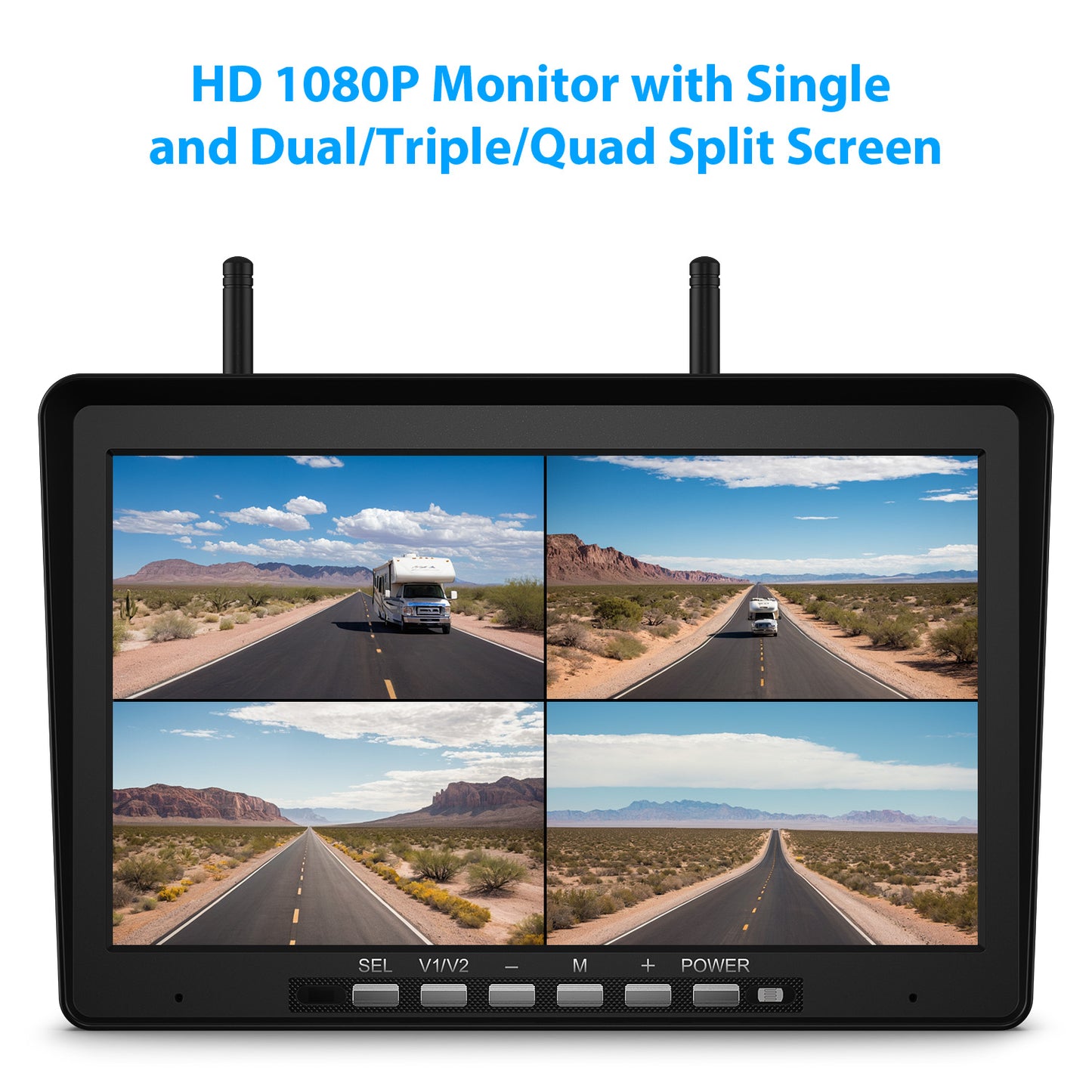 ZEROXCLUB 10.1" RV Backup Camera Wireless System Plug and Play, Pre-Wired for Furrion RV Trailer Camper, HD 1080P Quad Split Monitor with 2 Rear View & 2 Side View Cameras, IP69K Waterproof, BY504