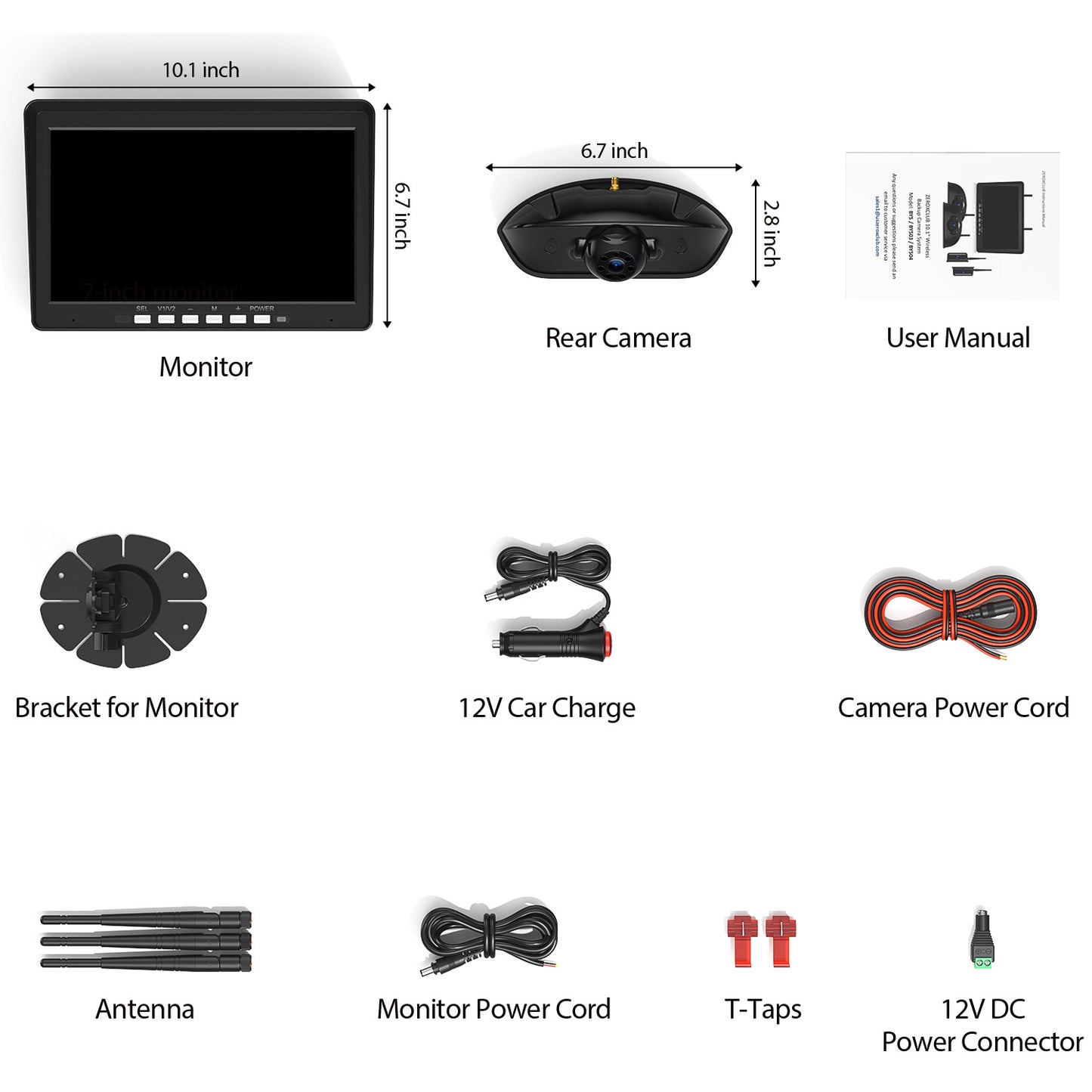 ZEROXCLUB 10.1" RV Backup Camera Wireless System Plug and Play, Pre-Wired for Furrion RV Trailer Camper Motorhome, HD 1080P DVR Monitor with Rear View Camera, IR Night Vision IP69K Waterproof, BY5