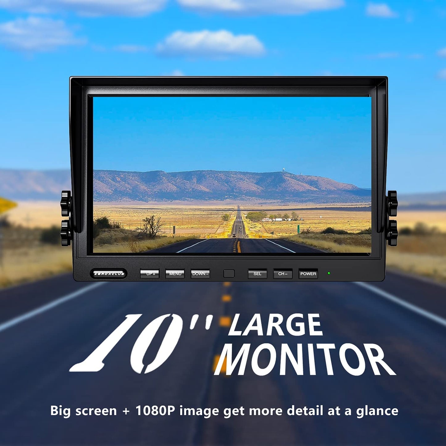 ZEROXCLUB 10'' 1080P Wireless Backup Camera System, 10 Inch DVR Dual/Quad Monitor Wireless 2 Rear View Cameras for RV/Truck/Trailer/Camper, IP69 Waterproof Digital Signal Recording System-BW102