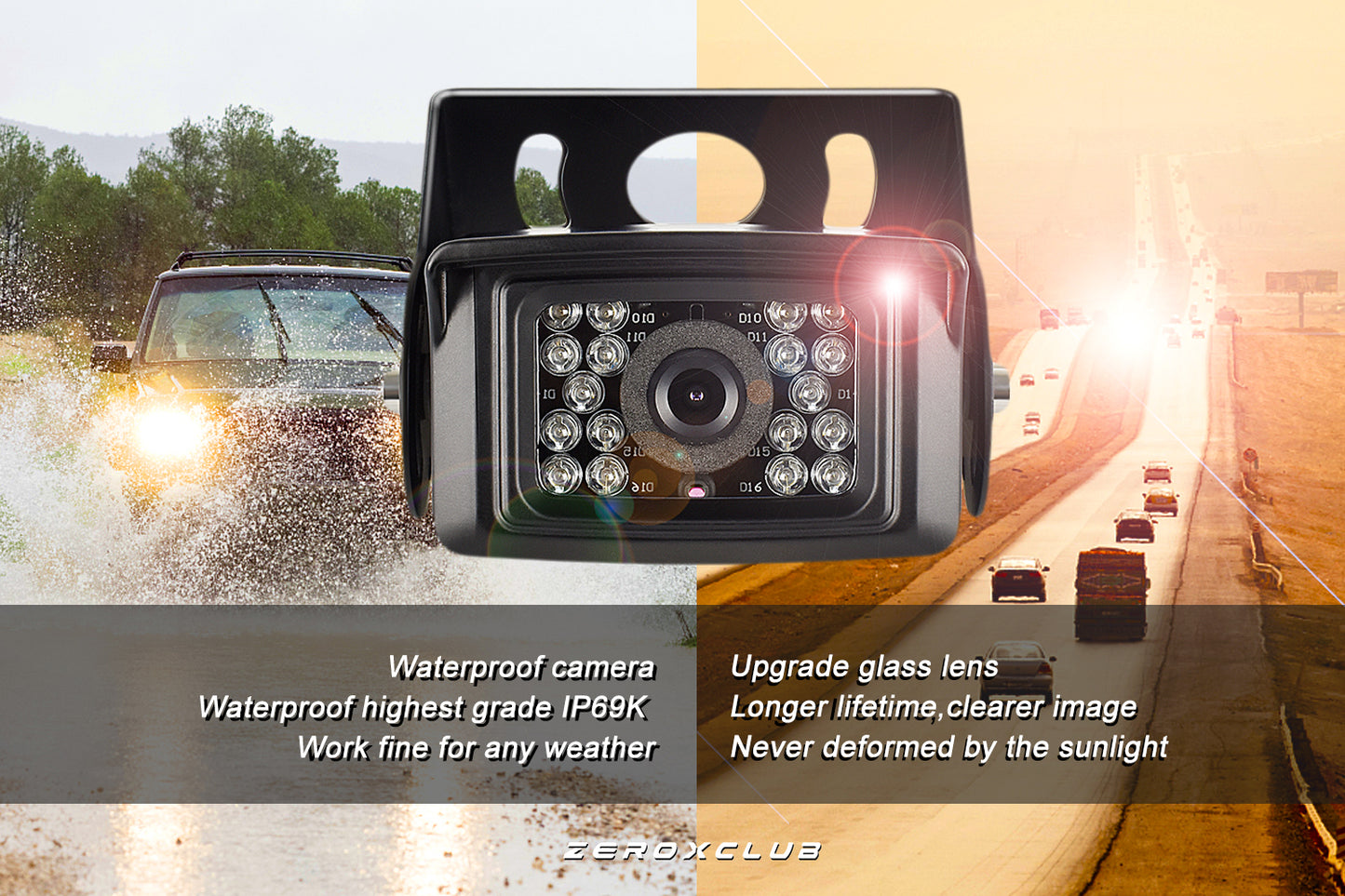 ZEROXCLUB Wireless Backup Camera System Kit for Rv/Truck/Bus/Pickup/Van, No Interference,Night Vision, IP69 Waterproof Rear View Camera + 7’’ LCD Wireless Reverse Monitor (W01-7 inch)