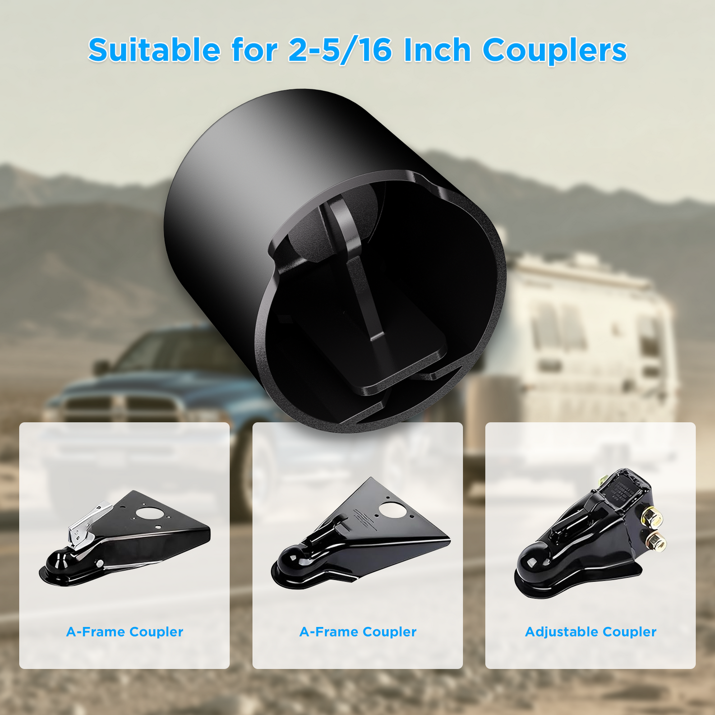 ZEROXCLUB Upgraded Trailer Lock Fits 2-5/16 Inch Coupler, Safety Chains Anti-Theft Trailer Coupler Lock, Heavy Duty Trailer Hitch Lock for Travel RV, Boat, Trailer