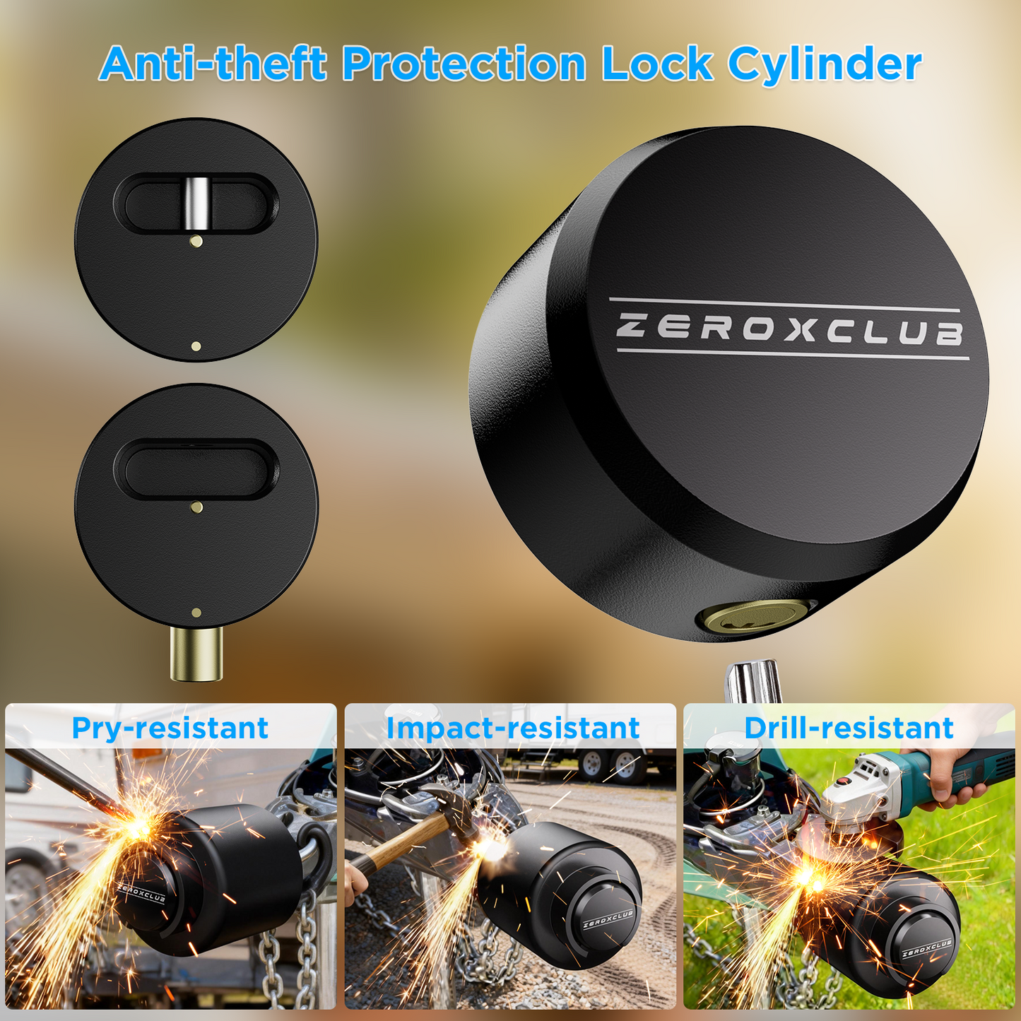 ZEROXCLUB Upgraded Trailer Lock Fits 2-5/16 Inch Coupler, Safety Chains Anti-Theft Trailer Coupler Lock, Heavy Duty Trailer Hitch Lock for Travel RV, Boat, Trailer