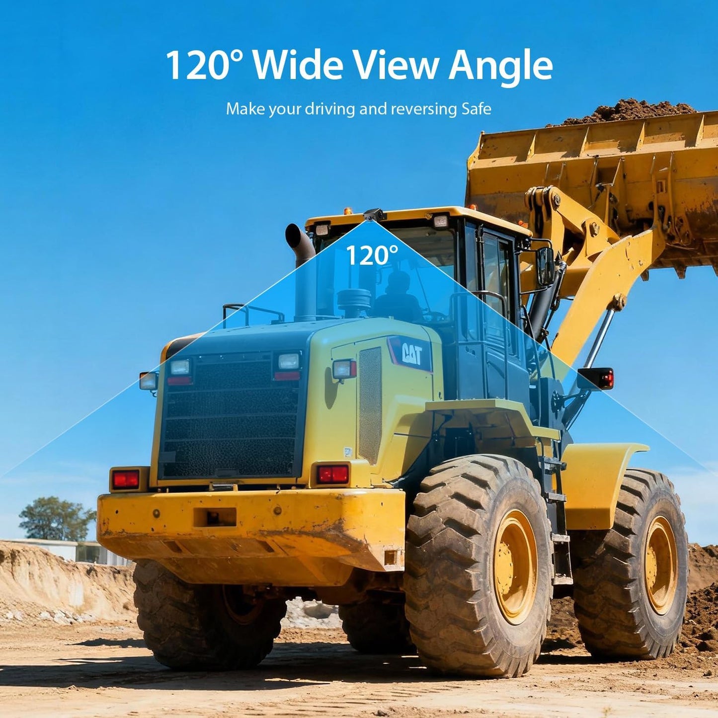 7" 1080P Wired Rear View Backup Camera System, Dual Split Screen IP69K Waterproof Reverse Camera, Vibration-Proof 10G for Tractor, Truck, Trailer, Combine, Heavy Equipment, BH701