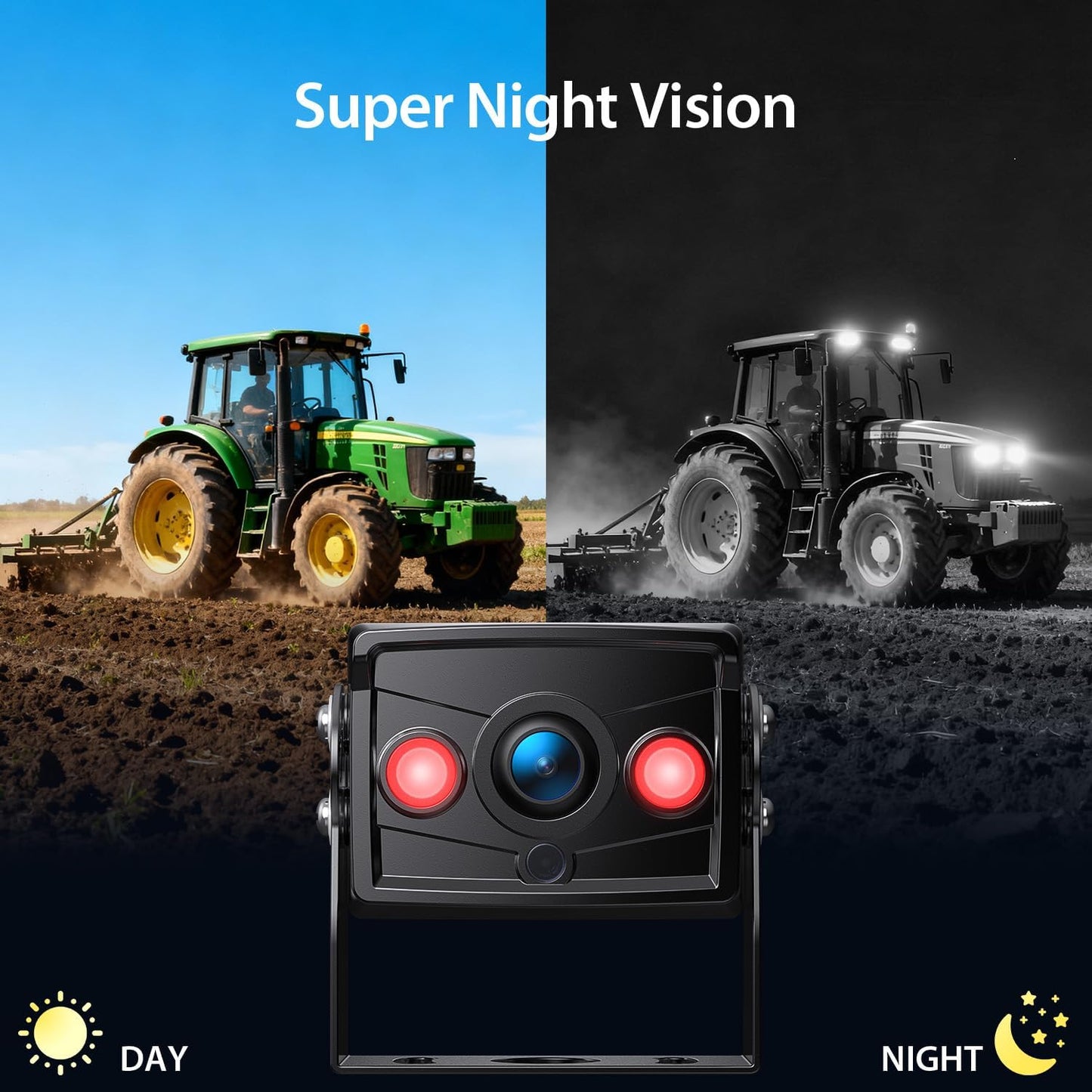 2 Wired Rear View Backup Camera System, 10" 1080P Monitor IP69K Waterproof Vibration-Proof 10G Reverse Camera, Quad Split Screen for Tractor, Truck, Trailer, Combine, Heavy Equipment, BH102