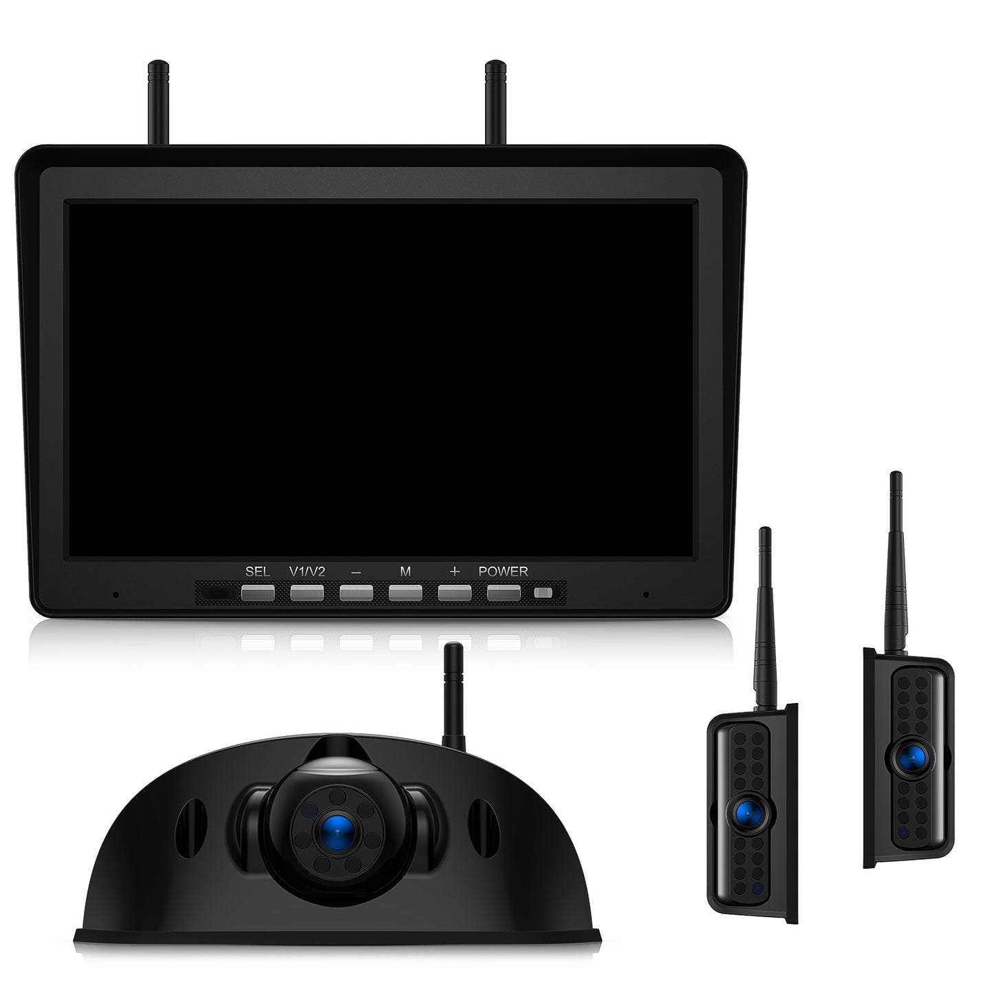 ZEROXCLUB 10.1" RV Backup Camera Wireless System Plug and Play, Pre-Wired for Furrion RV Trailer Camper Motorhome, HD 1080P Split-Screen DVR Monitor with 1 Rear View & 2 Side View Cameras, BY503