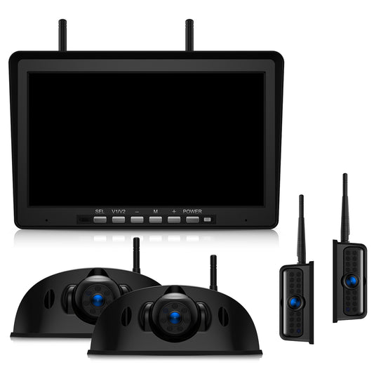 ZEROXCLUB 10.1" RV Backup Camera Wireless System Plug and Play, Pre-Wired for Furrion RV Trailer Camper, HD 1080P Quad Split Monitor with 2 Rear View & 2 Side View Cameras, IP69K Waterproof, BY504
