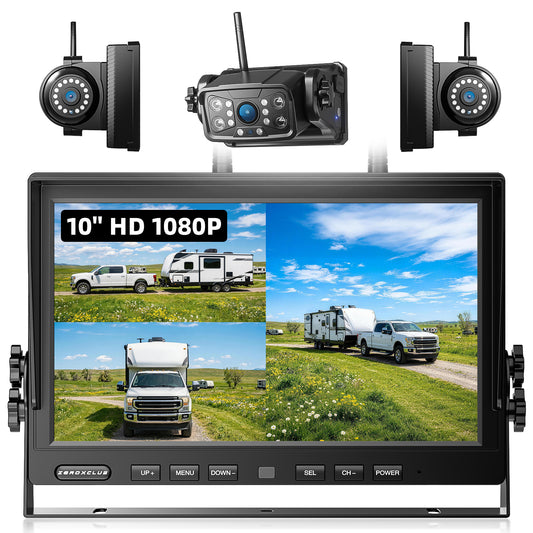 Magnetic Wireless Backup Camera: Portable Rechargeable Battery, 10" HD 1080P DVR Monitor with Rear View Side View Camera for Travel Trailer/Fifth Wheels/RV/Camper BC103