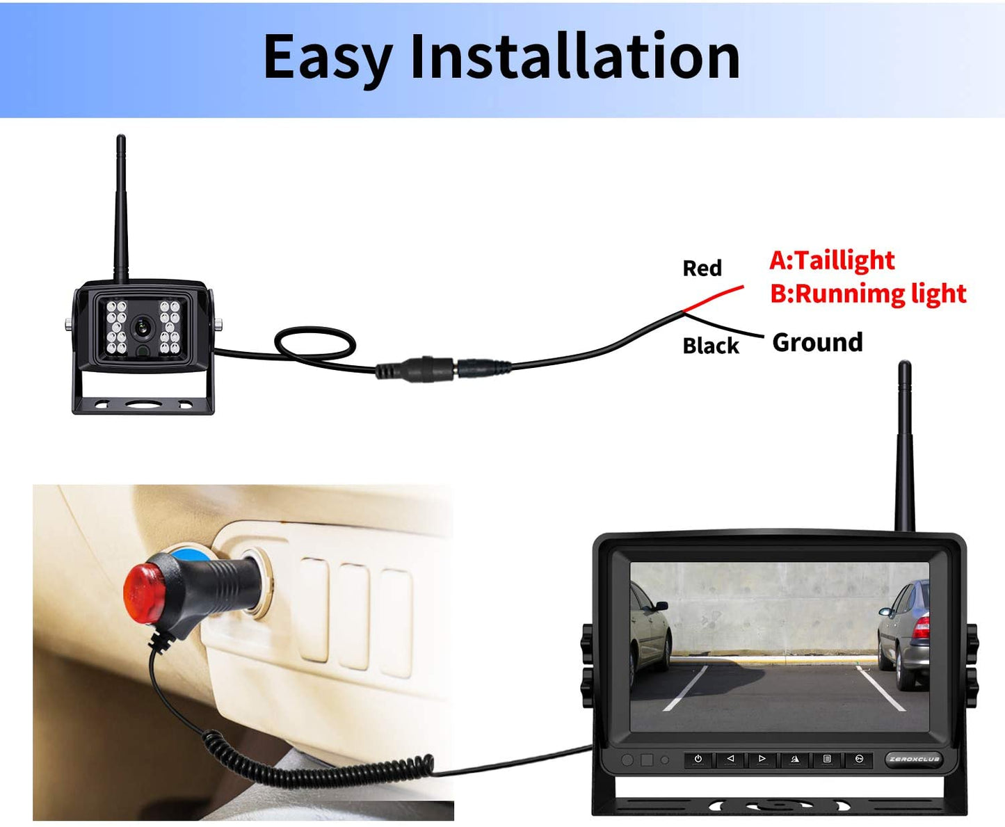 ZEROXCLUB 7’’ LCD Wireless Monitor for ZEROXCLUB HW02 System