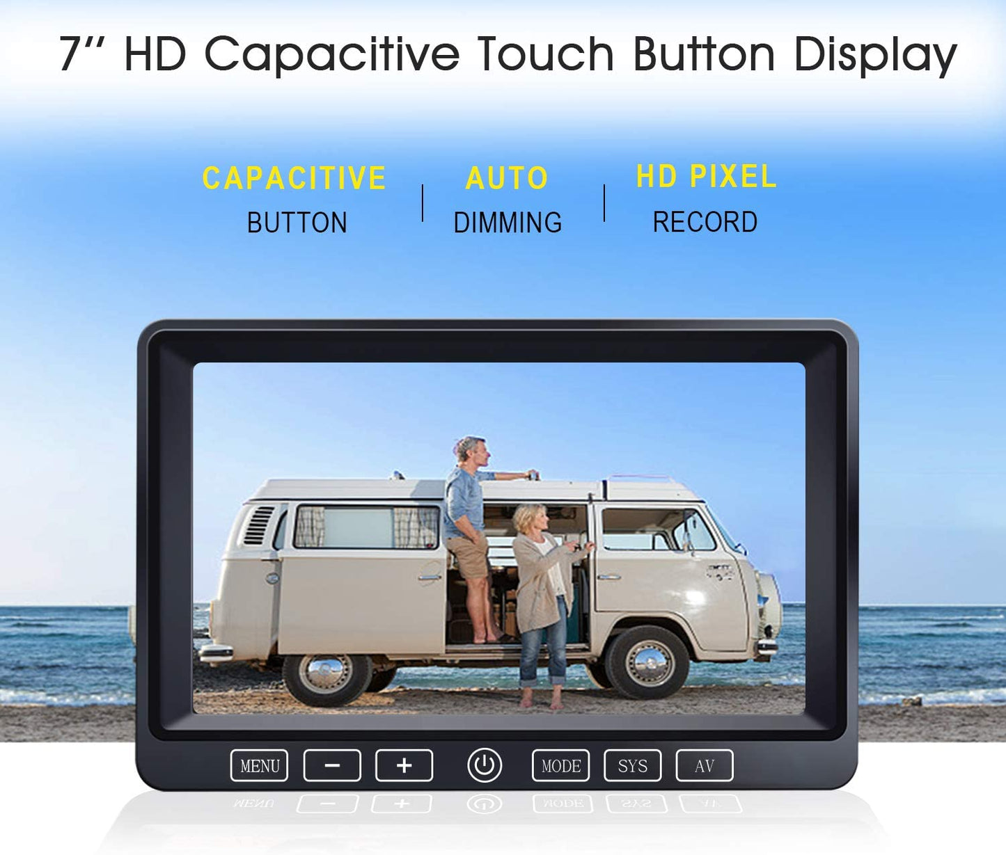 ZEROXCLUB Digital Wireless Backup Camera System Kit,HD 1080P & IP69 Waterproof Wireless Reverse Rear Side View Camera + 7’’ DVR Split Monitor with Touch Button for RV/Truck/Trailer/Bus/Pickup/Van-B3C