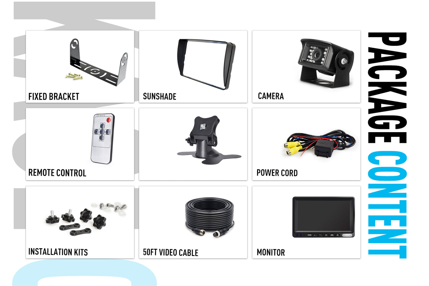 ZEROXCLUB Digital Backup Camera System Kit,Sharp CCD Chip, IP69 Waterproof Rear View Camera, 7’’ LCD Reversing Monitor for Truck/Semi-Trailer/Box Truck/RV (ERY01-Wired)