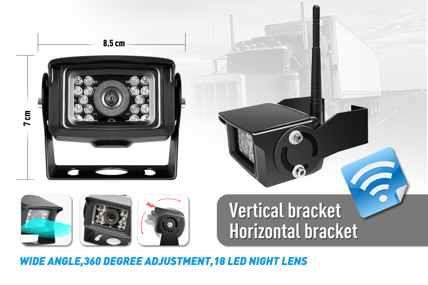 ZEROXCLUB Kit de cámara de respaldo inalámbrica con monitor DVR Quad Split  de 7 pulgadas, cámara de visión lateral trasera FHD de 1080P, impermeable